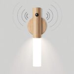 Lampe Murale LED en Bois Vintage – Détecteur de Mouvement et Rechargeable USB